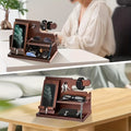 Wooden desk organiser and phone docking station