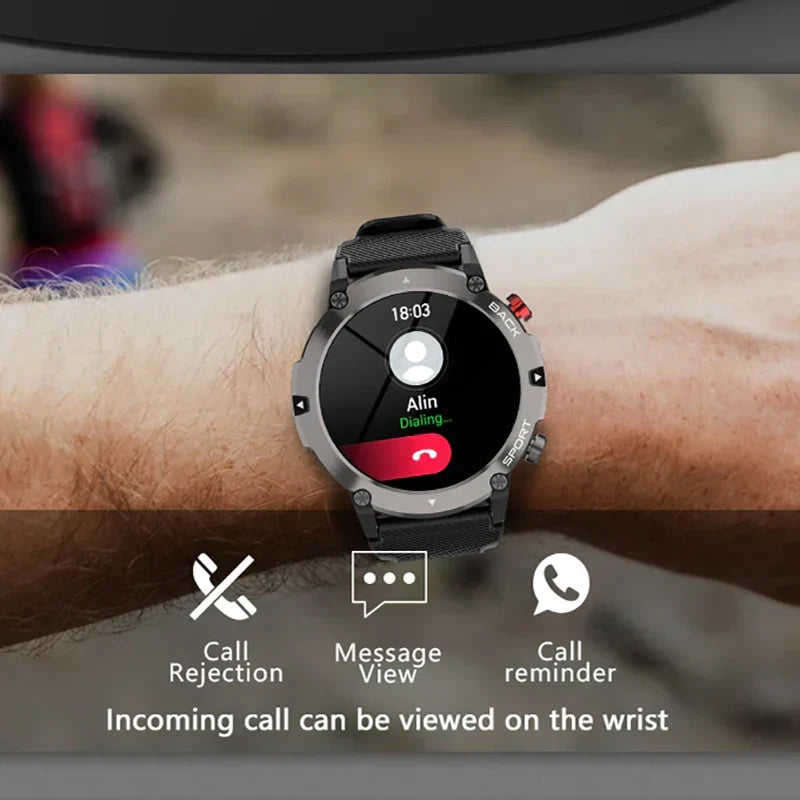 smart watch military c21 bluetooth fitness tracker for men (black)