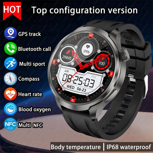 nneoba gps fitness smart watch black