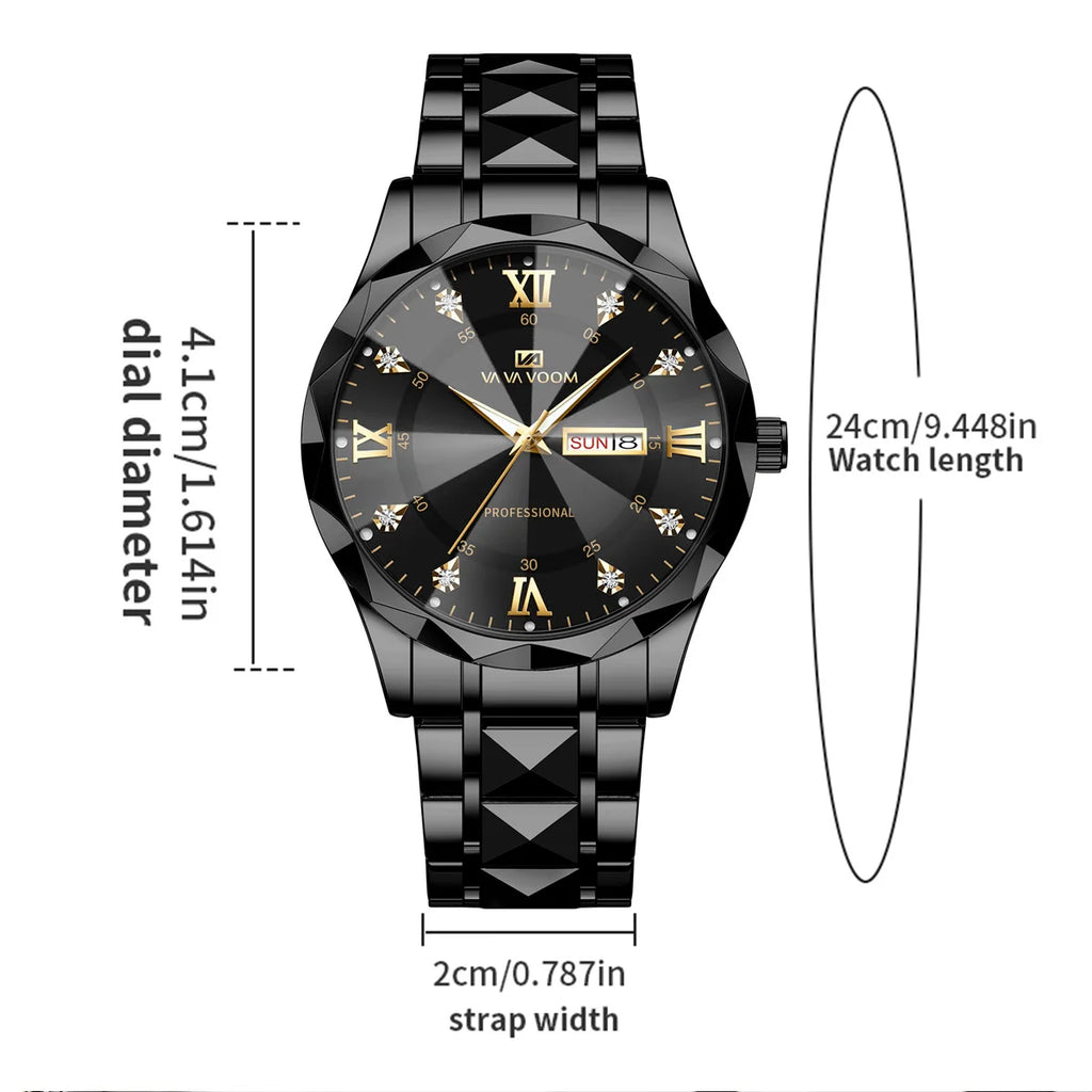 men’s blue & gold business watch