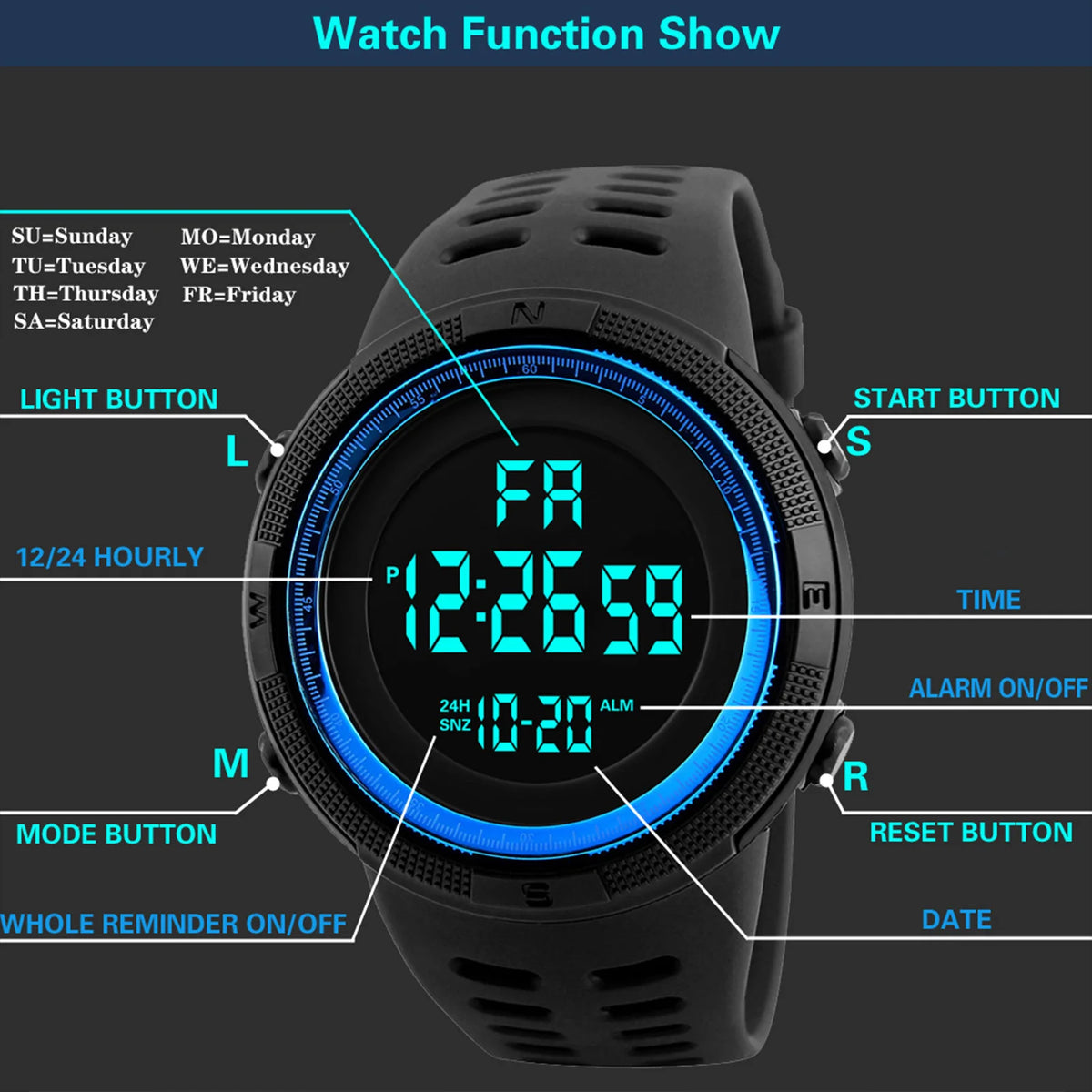 men’s digital sports watch