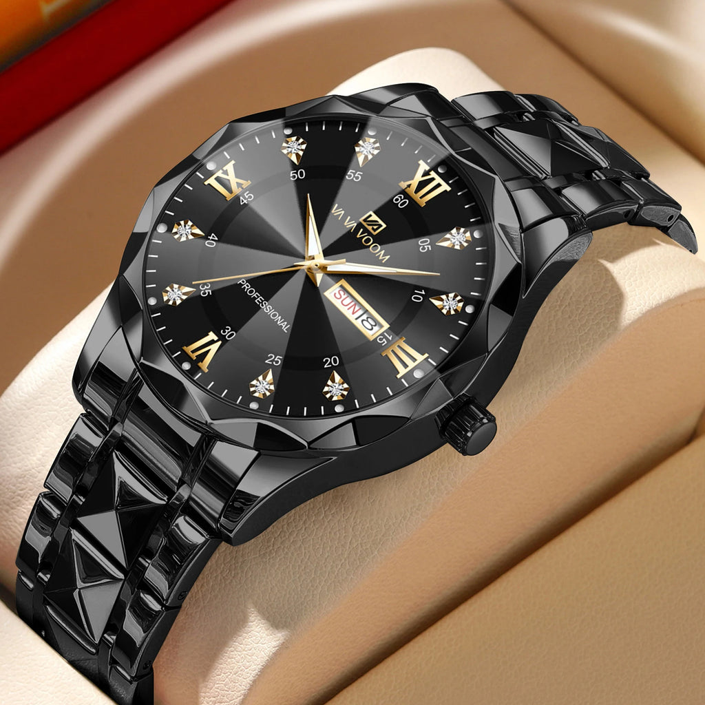 men’s blue & gold business watch