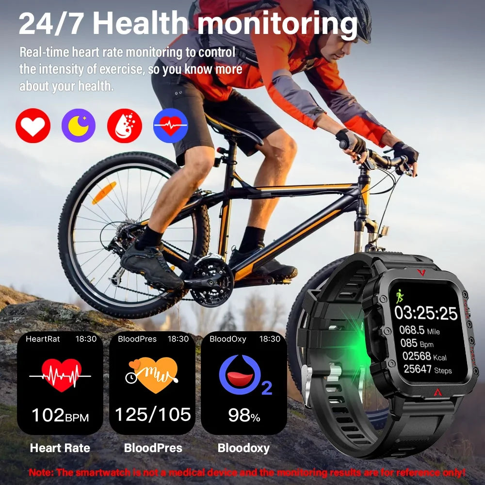 nneoba smart watch with led flashlight black