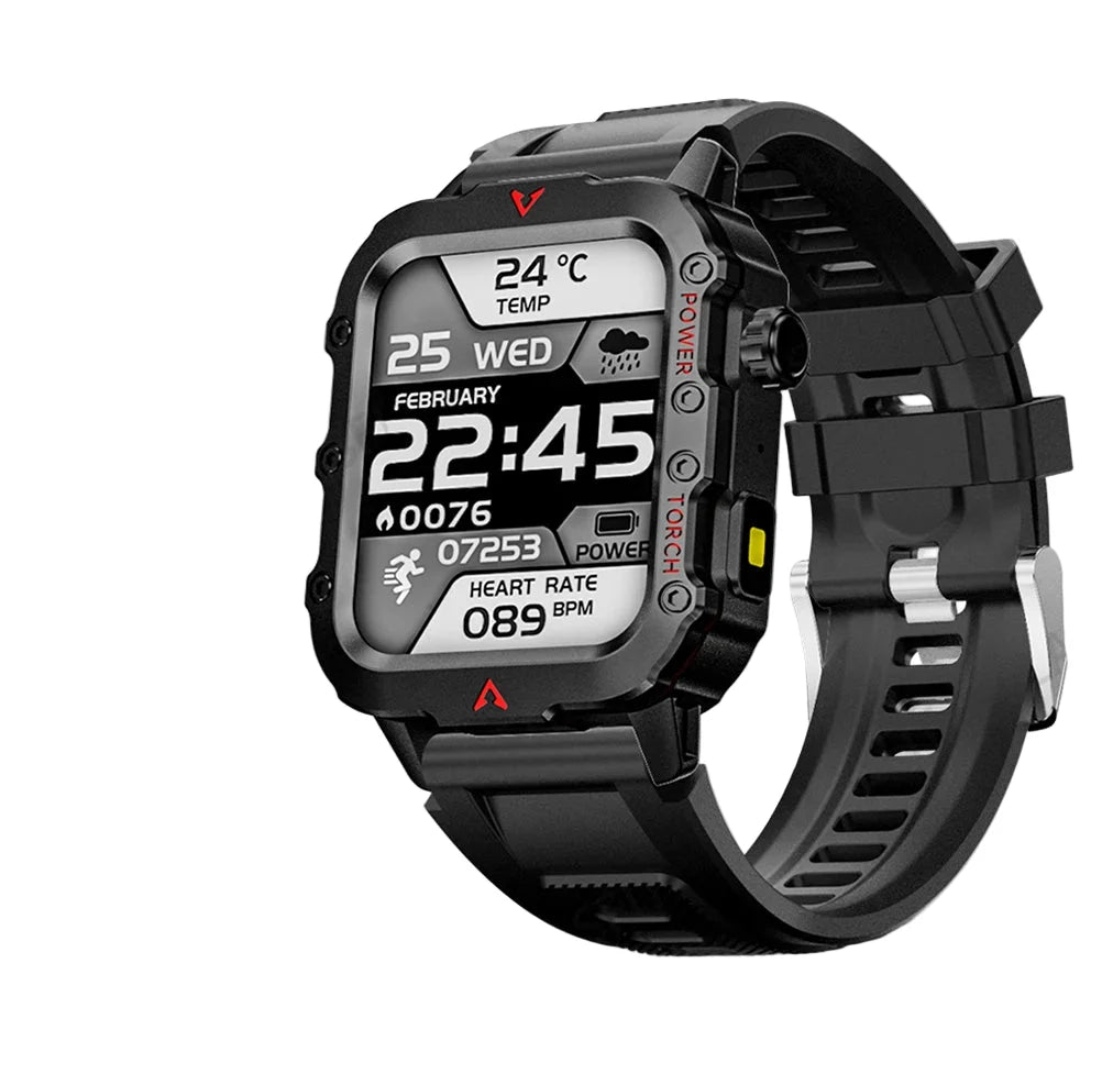 nneoba smart watch with led flashlight black