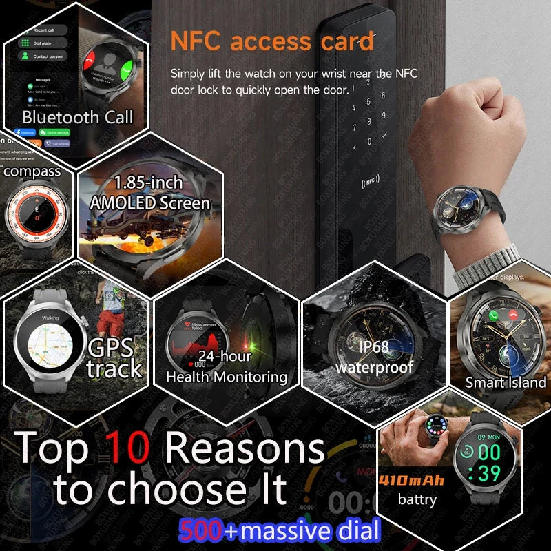 nneoba gps fitness smart watch black