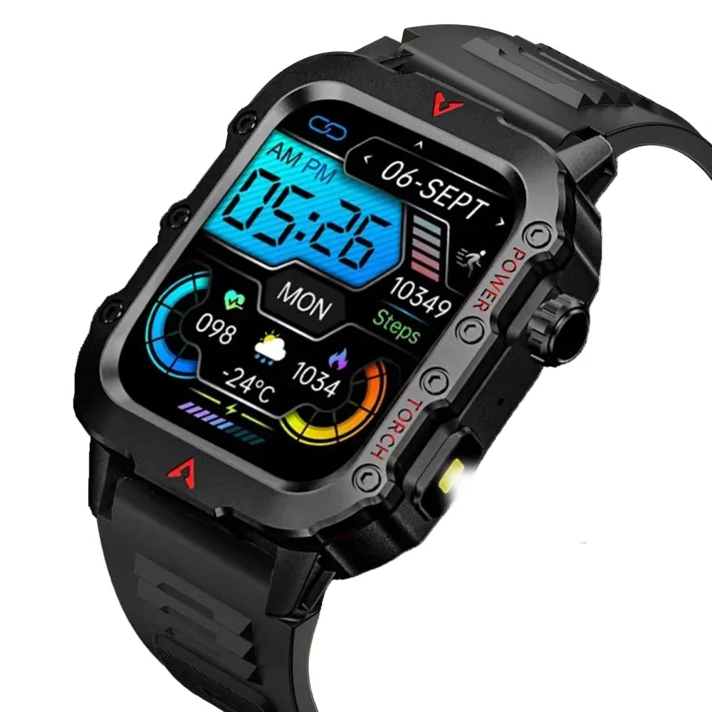 nneoba smart watch with led flashlight black