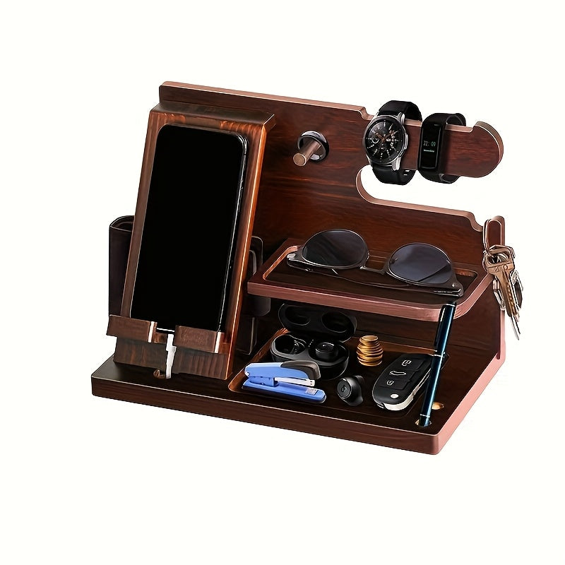 Wooden desk organiser and phone docking station