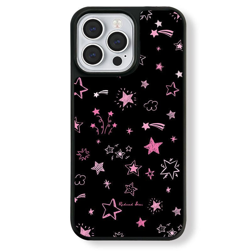 Pink matte magnetic phone case with star design