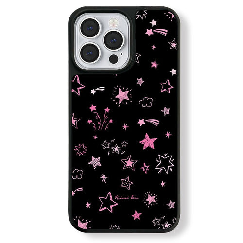 Pink matte magnetic phone case with star design