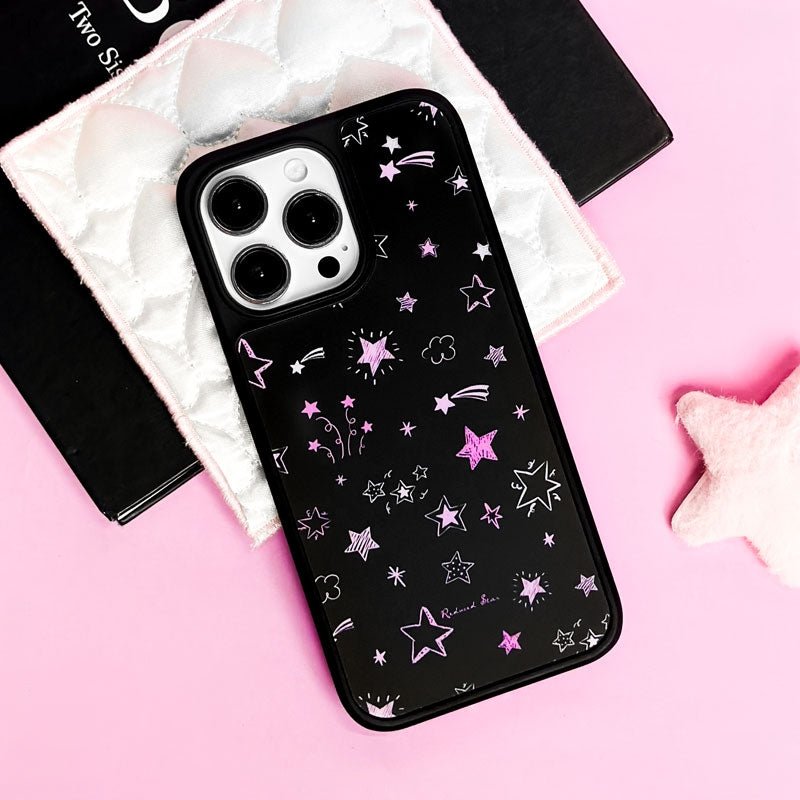 Pink matte magnetic phone case with star design